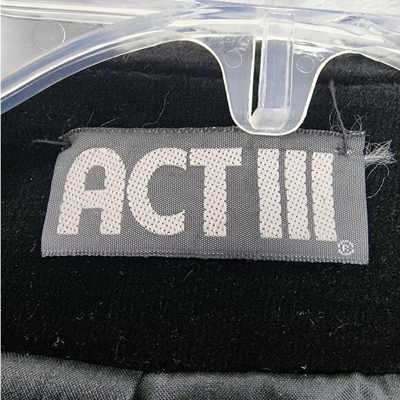 Vintage Act III Faux Fur Jacket Womens 10 Black Curly Parisian Lamb Open Front - Picture 3 of 8